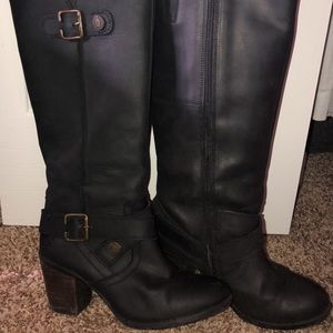 Black calf height boots